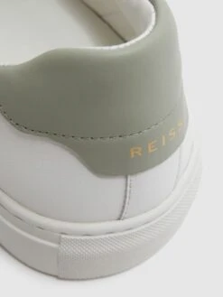 Reiss White/Sage Finley Stripe Leather Trainers -Reiss D18 849s5