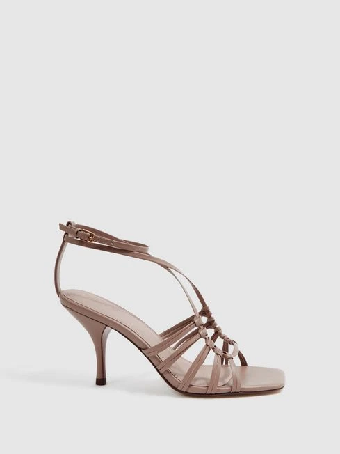 Reiss Taupe Eva Leather Strappy Heels 1 Reiss Taupe Eva Leather Strappy Heels