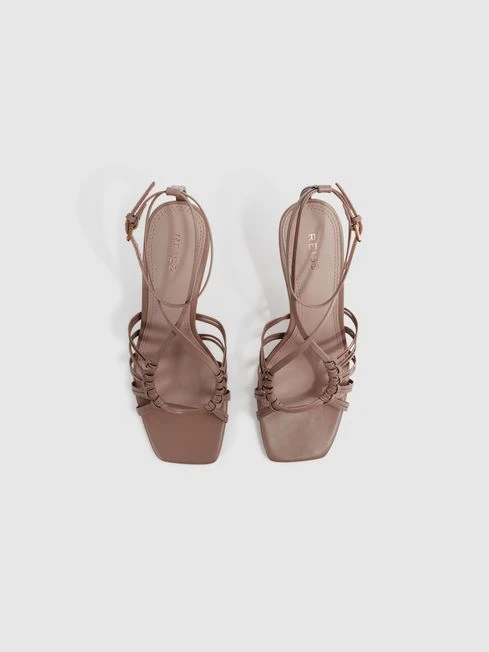 Reiss Taupe Eva Leather Strappy Heels 2 Reiss Taupe Eva Leather Strappy Heels – Image 2