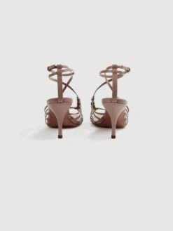 Reiss Taupe Eva Leather Strappy Heels 6 Reiss Taupe Eva Leather Strappy Heels -Reiss D28 894s3