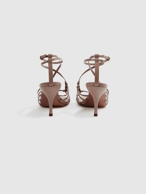 Reiss Taupe Eva Leather Strappy Heels 3 Reiss Taupe Eva Leather Strappy Heels – Image 3