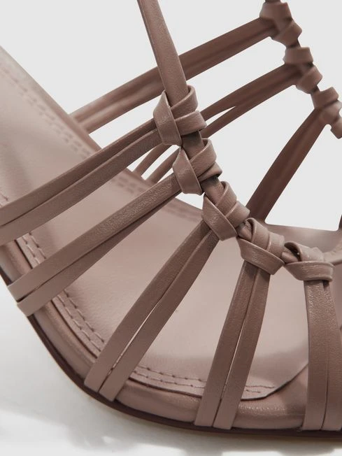 Reiss Taupe Eva Leather Strappy Heels 4 Reiss Taupe Eva Leather Strappy Heels – Image 4