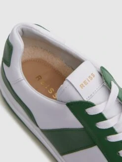 Reiss Green Arlo Low Top Leather Trainers -Reiss D40 000s5