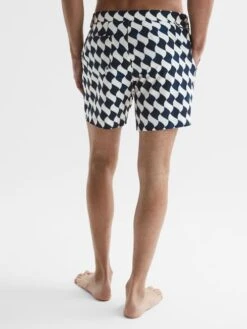 Reiss Navy/Ecru Santorini Abstract Print Swim Shorts -Reiss D40 014s5