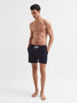 Reiss Navy Beach Plain Drawstring Swim Shorts -Reiss D40 021s3
