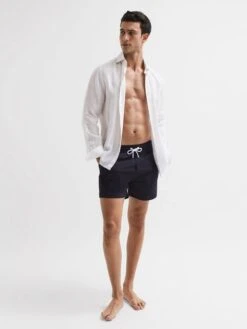 Reiss Navy Beach Plain Drawstring Swim Shorts -Reiss D40 021s7
