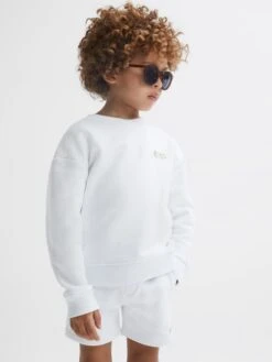 Reiss Ecru Positano Junior Cotton Crew Neck Jumper