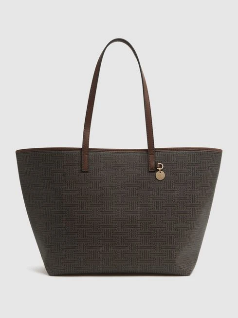 Reiss Chocolate/Tan Dani Bloom Logo Tote Bag 1 Reiss Chocolate/Tan Dani Bloom Logo Tote Bag