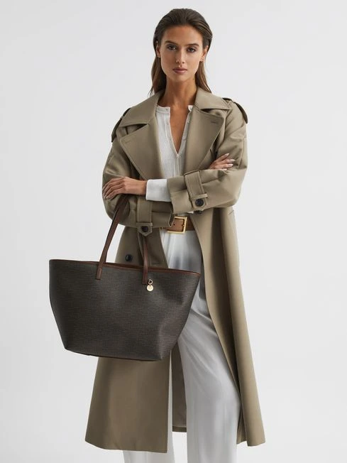 Reiss Chocolate/Tan Dani Bloom Logo Tote Bag 2 Reiss Chocolate/Tan Dani Bloom Logo Tote Bag – Image 2