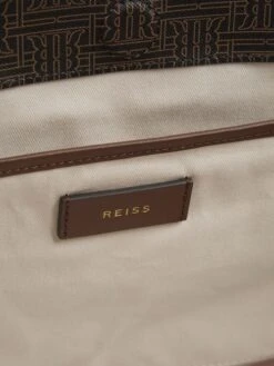 Reiss Chocolate/Tan Dani Bloom Logo Tote Bag 7 Reiss Chocolate/Tan Dani Bloom Logo Tote Bag -Reiss D43 706s3