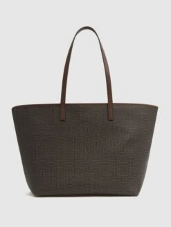 Reiss Chocolate/Tan Dani Bloom Logo Tote Bag 8 Reiss Chocolate/Tan Dani Bloom Logo Tote Bag -Reiss D43 706s4