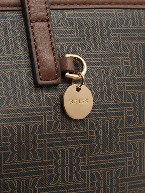 Reiss Chocolate/Tan Dani Bloom Logo Tote Bag 5 Reiss Chocolate/Tan Dani Bloom Logo Tote Bag – Image 5