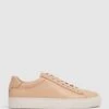 Reiss Biscuit Finley Lace Up Leather Trainers