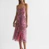 Reiss Pink Pippa Floral Printed Midi Dress