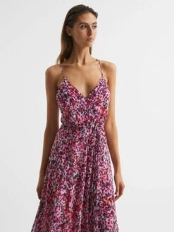 Reiss Pink Pippa Floral Printed Midi Dress -Reiss D43 766s3