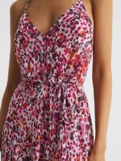 Reiss Pink Pippa Floral Printed Midi Dress -Reiss D43 766s4