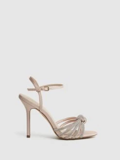 Reiss Nude Estel Embellished Heeled Sandals