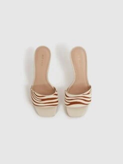 Reiss Off White Dania Open Toe Leather Heeled Mules -Reiss D49 972s3