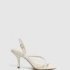 Reiss White Clara Strappy Mid Heel Sandals