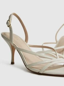 Reiss White Clara Strappy Mid Heel Sandals -Reiss D49 975s6