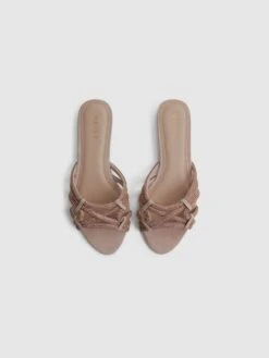 Reiss Nude Eryn Suede Embellished Flat Sandals -Reiss D49 982s3