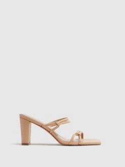 Reiss Almond Emmy Leather Strappy Block Heels
