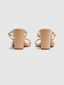 Reiss Almond Emmy Leather Strappy Block Heels 8 Reiss Almond Emmy Leather Strappy Block Heels -Reiss D49 987s4