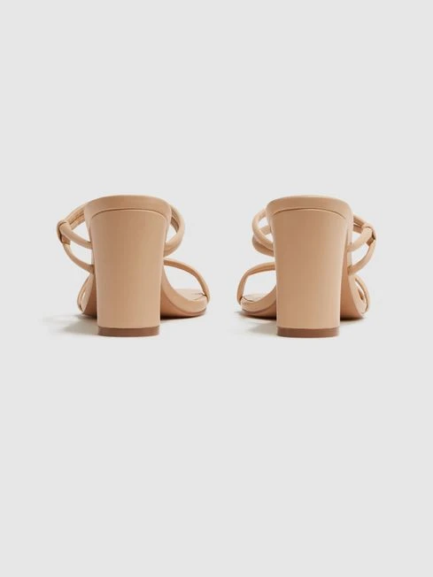 Reiss Almond Emmy Leather Strappy Block Heels 4 Reiss Almond Emmy Leather Strappy Block Heels – Image 4