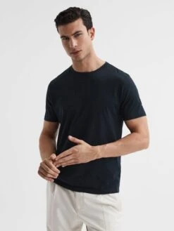 Reiss Navy Bless Crew Neck T-Shirt