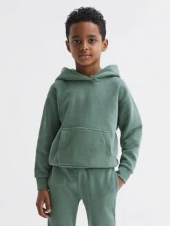 Reiss Fern Green Alexander Junior Oversized Garment Dye Jersey Hoodie
