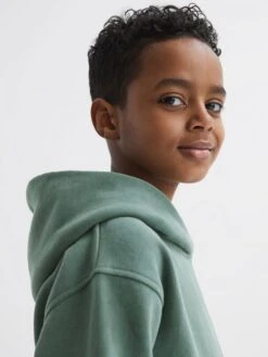 Reiss Fern Green Alexander Junior Oversized Garment Dye Jersey Hoodie -Reiss D50 962s4
