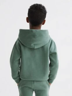 Reiss Fern Green Alexander Junior Oversized Garment Dye Jersey Hoodie -Reiss D50 962s5