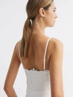 Reiss Ivory Cora Lace Plunge Neck Jumpsuit -Reiss D51 064s7