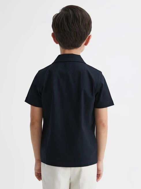 Reiss Navy Caspa Junior Cotton Jersey Buttoned Shirt 5 Reiss Navy Caspa Junior Cotton Jersey Buttoned Shirt – Image 5
