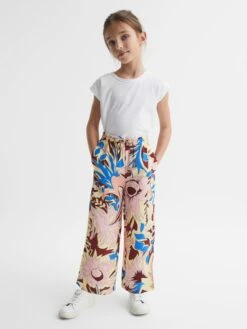 Reiss Lilac Liv Senior Floral Printed Straight Leg Trousers