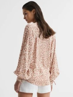 Reiss Neutral Calla Animal Print Blouse -Reiss D54 750s5