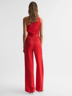 Reiss Red Eliza Petite Off-The-Shoulder Jumpsuit -Reiss D56 077s5