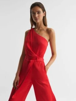 Reiss Red Eliza Off-The-Shoulder Jumpsuit -Reiss D56 078s3
