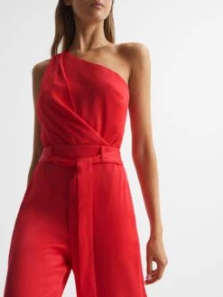 Reiss Red Eliza Off-The-Shoulder Jumpsuit -Reiss D56 078s4