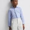 Reiss Soft Blue Ruban Junior Linen Regular Fit Shirt