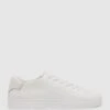 Reiss White Finley Knit Leather Low Top Trainers