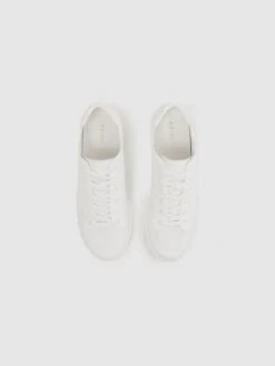 Reiss White Finley Knit Leather Low Top Trainers -Reiss D56889s3