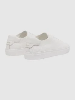 Reiss White Finley Knit Leather Low Top Trainers -Reiss D56889s4