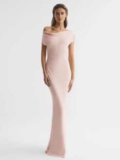 Reiss Nude Loretta Off-The-Shoulder Maxi Dress