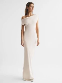 Reiss Ivory Loretta Off-The-Shoulder Maxi Dress