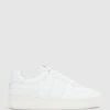 Reiss White Aira Mid Top Leather Trainers