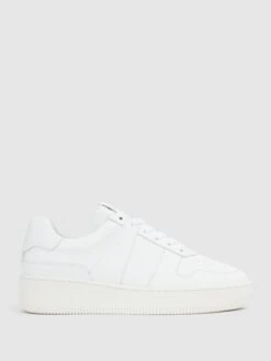 Reiss White Aira Mid Top Leather Trainers