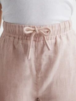 Reiss Soft Pink Cleo Senior Linen Drawstring Trousers -Reiss D62 082s4
