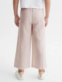 Reiss Soft Pink Cleo Senior Linen Drawstring Trousers -Reiss D62 082s5