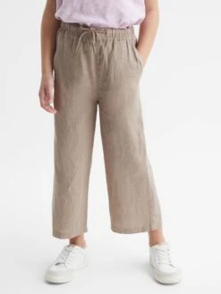 Reiss Mink Cleo Junior Linen Drawstring Trousers -Reiss D62 084s3